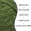 3 Pack Army Green Fluffy Velvet Yarn for Crocheting,Chunky Chenille