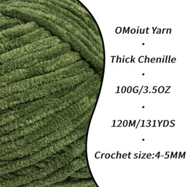 3 Pack Army Green Fluffy Velvet Yarn for Crocheting,Chunky Chenille Baby Blanket Yarn for Crocheting,Soft Fuzzy Puzzle Yarn for Knitting,(100g/3.53oz Each) Bulky Thick Amigurumi Crochet Yarns