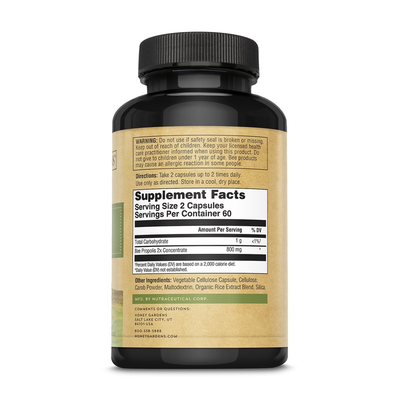 Honey Gardens Bee Propolis : 59351: Cap, (Btl-Plastic) 650mg 120ct