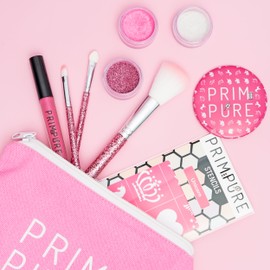 Prim and Pure Kids Makeup Gift Set - Stencil, Makeup Eyeshadow Bioglitter Lip Gloss and Cosmetic Bag Mirror Makeup Brush Accessories (Unicorn Pink)