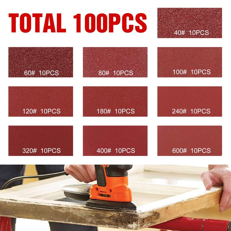 KONGMING Mouse Velcro Sandpaper Pack of 100 Grit 40 60