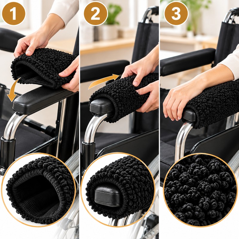 Wheelchair Armrest Covers for Daily Comfort – Soft Plush Chair