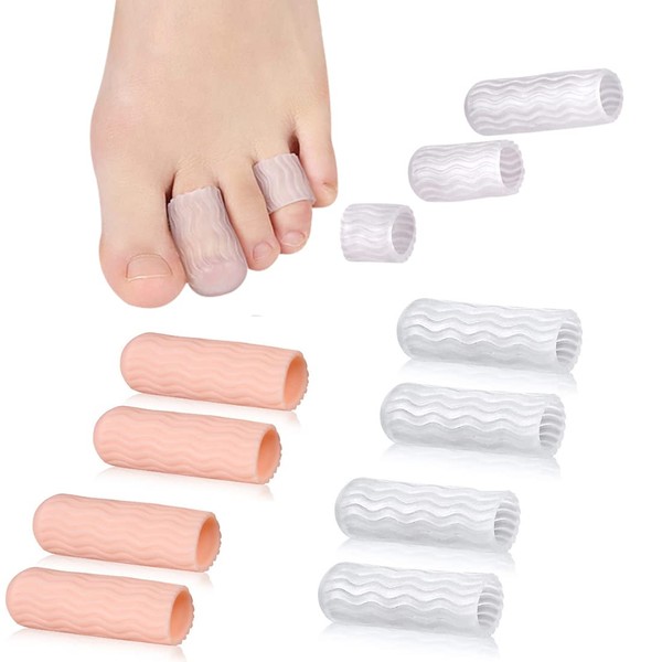 SCJJZ Toe Separators, Wave Pattern Extended Toe and Toe Protectors, Freely Cut To Size, 8 Pieces (Transparent Color, Skin