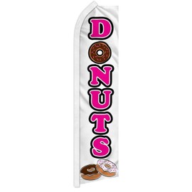 Trade Winds Donuts White Advertising 2.5'x11.5' Super-Knit Poly Swooper super Flag Banner
