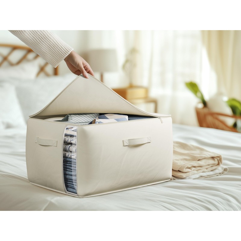TomVista Large Canvas Clothes Storage Bags with Thick Handles and