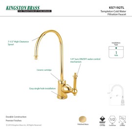 Kingston Brass Gourmetier KS7192TL Templeton Single Handle Water Filtration Faucet, Polished Brass
