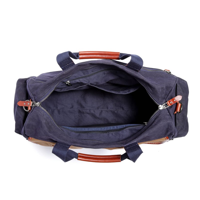 TSD Brand Stone Creek Waxed Canvas Duffel Bag (Navy)