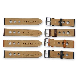 Rally Racing Straps Real Leather Watch Strap Band, In Brown Blue Black Grand Prix Strap (Brown, 20mm)