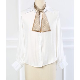 sourcing map Women's 50s Vintage Ribbon Skinny Scarf Beautiful Neck Wrap Polka Dots Hair Band Head Scarf, khaki small dots