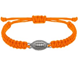 Sportybella - Football Bracelet Adjustable Paracord Bracelets (Orange) Unisex Football Charm Bracelet. Weaved Bracelet String w/Football Charm.