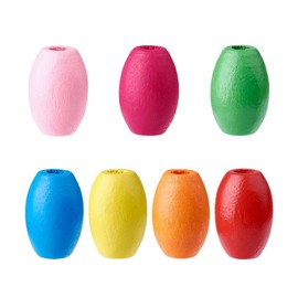 Pandahall 100pcs Mixed Color Rice Oval Barrel Wood Beads Dyed Beads with Hole for Jewelry Making 17x12mm Hole 4mm/0.16inch