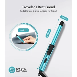 FARERY Travel Size Mini Curling Iron, Dual Voltage 1/2 Inch Ceramic Mini Hair Curler for Short Hair, Infused with Keratin & Argan Oil, Travel Curling Iron with Storage Bag