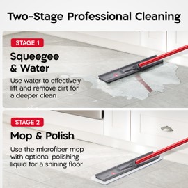 MopySmopy Floor Squeegee 42cm 100% Silicone Head | Water Squeegee with 4-Part Rustproof Handle 145cm | 2-in-1 Mop & Squeegee for All Surfaces, Streak-Free Cleanin