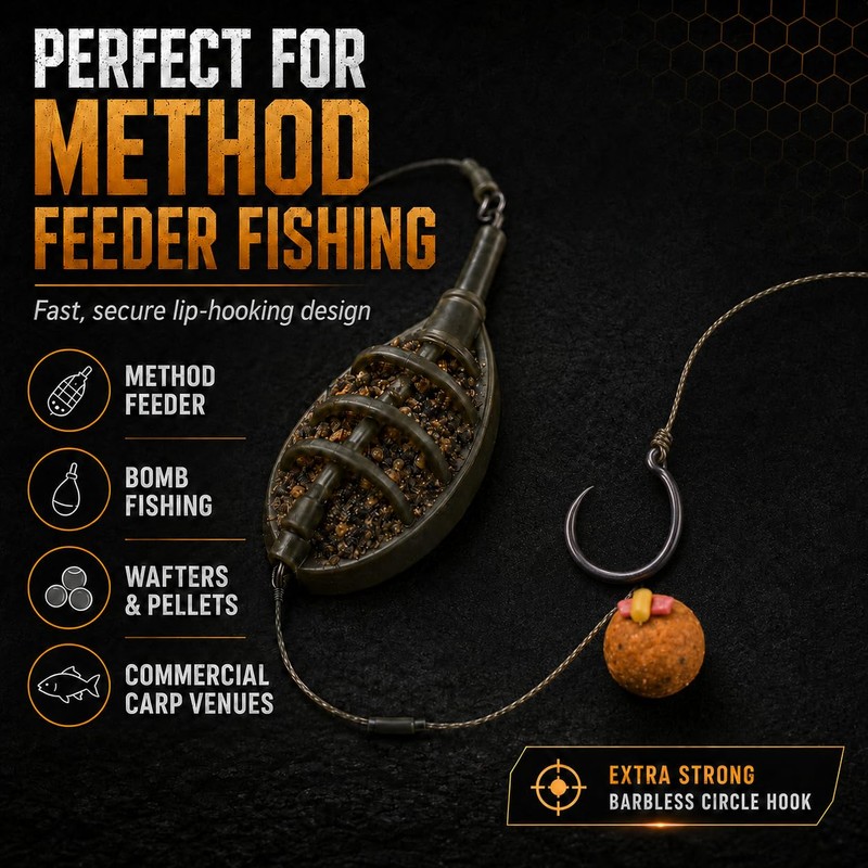 Kamasan T360 Extra Strong Eyed Barbless Circle Hooks – Method