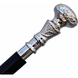 Generic Vintage Silver Brass Handle Victorian Fold able Wooden Black Sheesham Walnut Walking Stick Cane Ideal Gift Men Canes Sticks Handcrafted Best Wood for Mens Women Senior Fancy Fold able