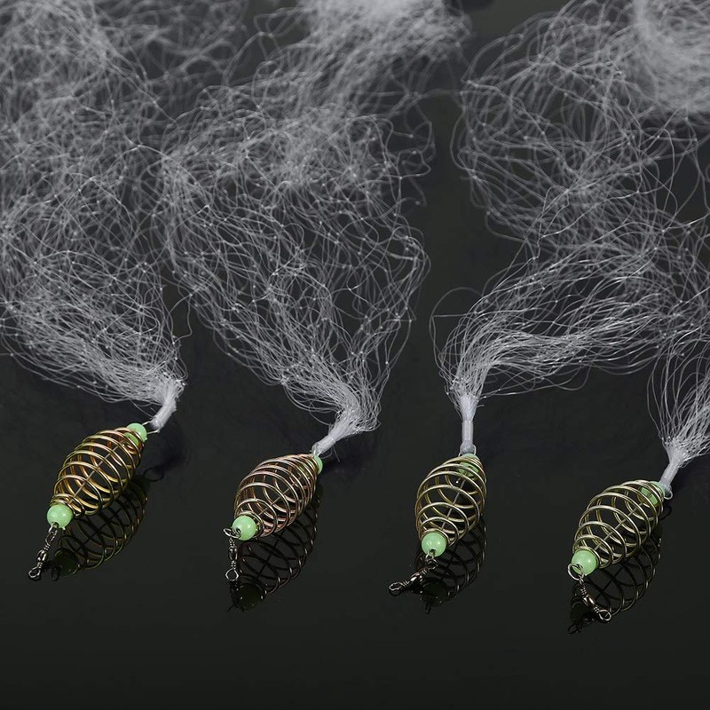 Focket Fishing Net, 4Pcs Copper Spring Net with Luminous Beads
