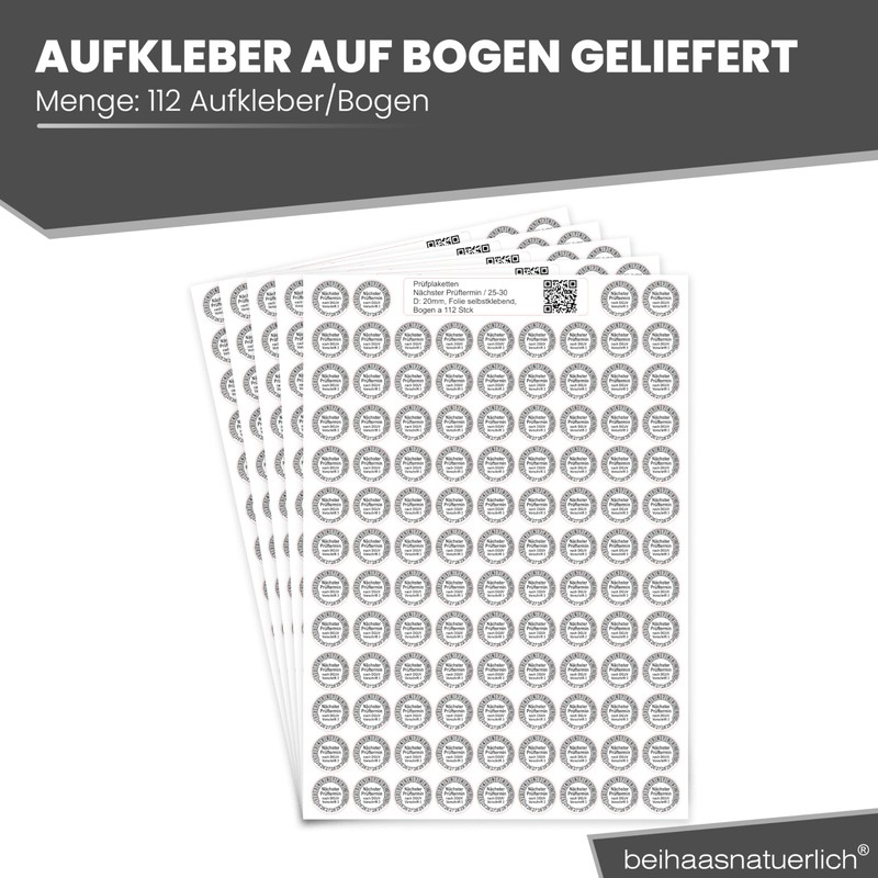 beihaasnatuerlich® Pack of 560 Test Badges "Next Test Date", 20