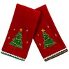 Serafina Home Holiday Christmas Bath Fingertip Towels, Embroidered Christmas Tree