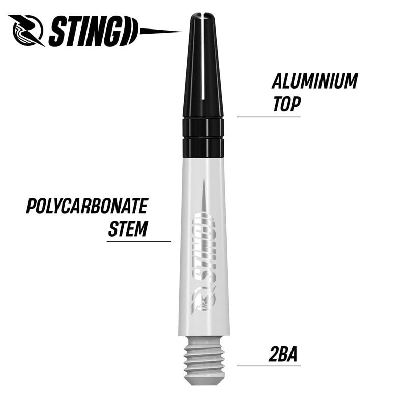 RUTHLESS Sting | Polycarbonate Dart Shafts Solid White with Black