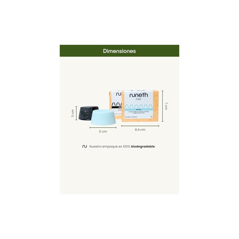 Kit Anticaída Nuneth - Shampoo Sólido de Jojoba, 65gr y