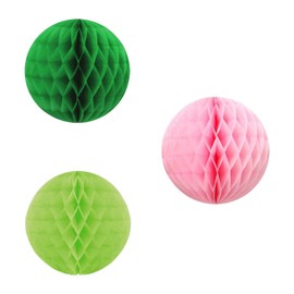 Honeycomb Balls, 4.9 inches (10 cm), Green, Pink, Lime Green (2 each), Set of 3 Colors