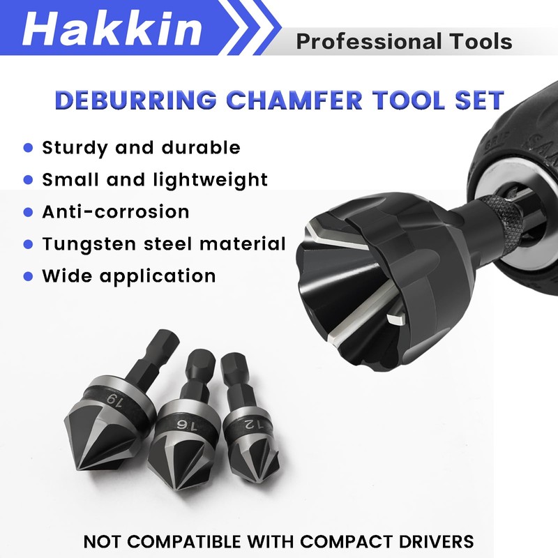 5Pcs Tungsten Carbide Chamfering Drill Bit for 1/8”-3/4”(3mm-20mm), Deburring External
