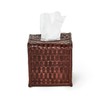Two's Company Chestnut Woven Leather Tissue Box Cover, 5.5-Inch