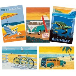 Pumpernickel Press Surf & Sun Deluxe Birthday Card Assortment – Set of 30