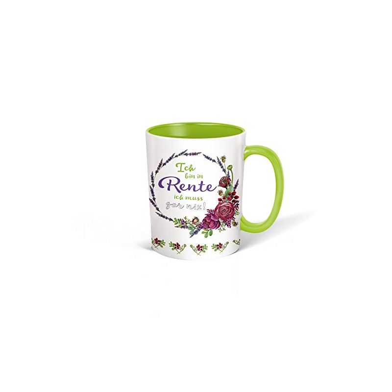 Trötsch Tasse Kranz Rentner weiß grün: Kaffeetasse Teetasse Geschenkidee Geschenk