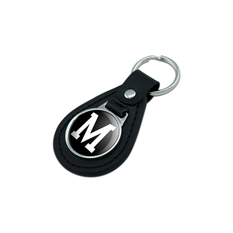 Graphics and More Letter M Initial Black White Black Leather