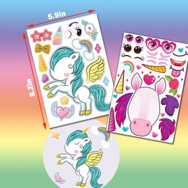 24 Sheets Unicorn Stickers Make a Face Stickers for Kids DIY Unicorn Sticker Sheet for Girls Children Unicorn Birthday Party Favors Exchange Gifts