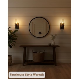 LightInTheBox Rustic Wall Sconce Vintage Farmhouse Wall Light Fixtures Industrial Glass Wall Lamp for Cabin Bedroom Living Room Hallway Fireplace (2PCS)