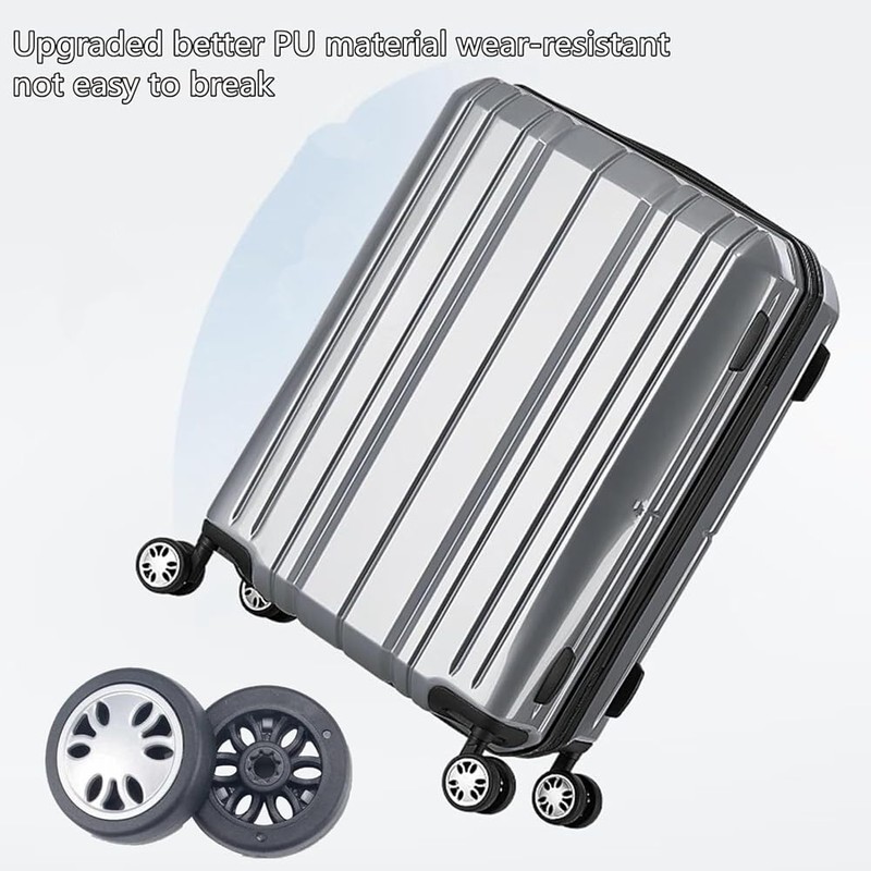 Biafiog 8pcs Luggage Wheels Replacement Kit,Dia 2in/50mm Thick 0.47in/12mm Rubber