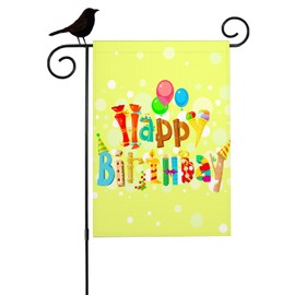 Mugod Birthday Garden Flag 12.5x18 Inch Double Sided Colorful Happy Birthday To You Quote Word Outside Welcome Party Decoration Gift Yard Décor