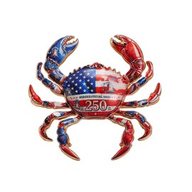 MALOYANVE Crab Brooch Pin for Women Men Vintage Gold Plated Crab Enamel Lapel Pin Ocean Marine Animal Brooch for Jackets Hats Scarves Bags Gift for Beach Lovers (American flag 250th Anniversary)