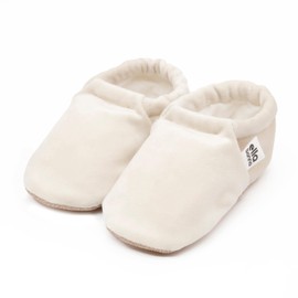 Ella Bonna Baby Booties, Organic Cotton Baby Slippers, Stay On Sock Shoes, Easy to Put on, Unisex Baby Gifts, Soft Non-Slip Newborn Boots for Boys and Girls, Newborn First Walkers, Beige