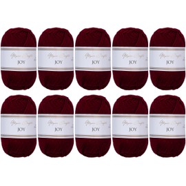 Utopia Crafts Joy Plain Knitting and Crochet Yarn, Soft, Easy Care, 100% Polyacrylic, 10 x 50 g Ball, 150 m (Burgundy)