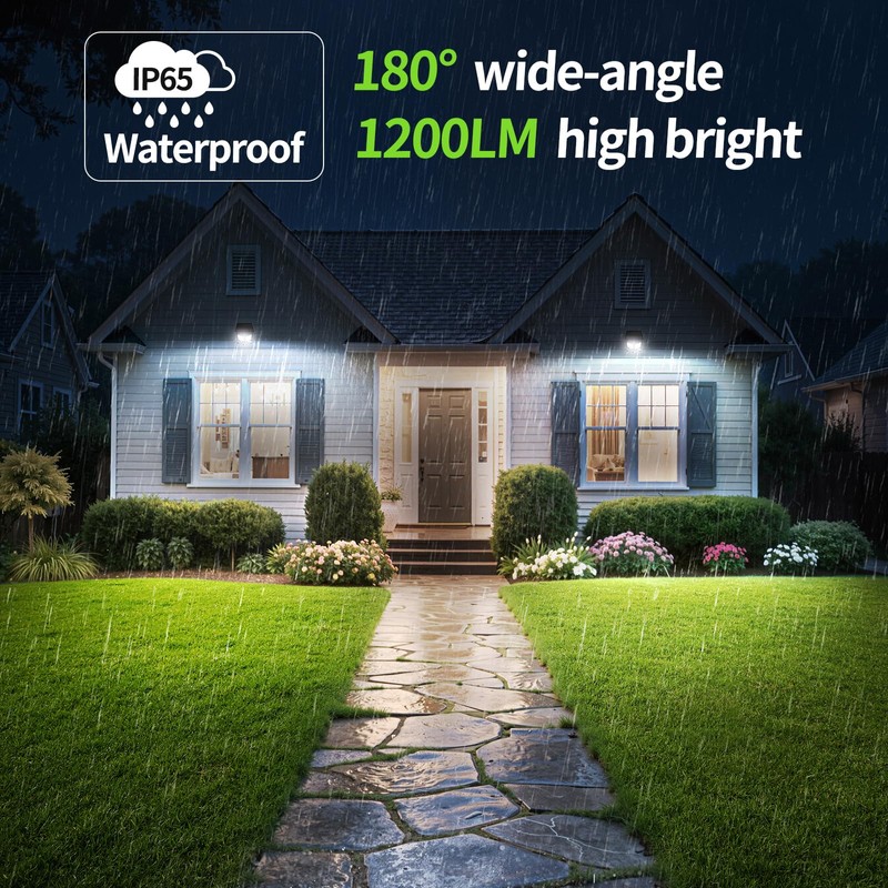 intelamp Solar Flood Lights Outdoor Motion Sensor Waterproof 1200LM