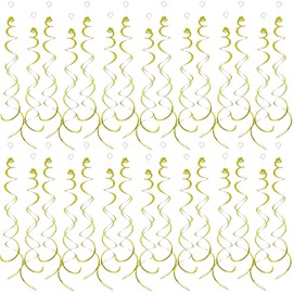 30 Pieces Hanging Swirl Party Decorations Ceiling Spiral Plastic Streamer for Birthday Graduation Wedding Celebration Baby Shower Party（Yellowish Green）