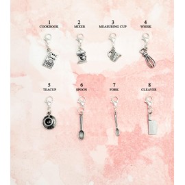 Cooking Clip On Charms Zipper Pulls, Cook Book, Whisk, Mixer, Measuring Cup, Cleaver Your Choice! (6) Spoon)