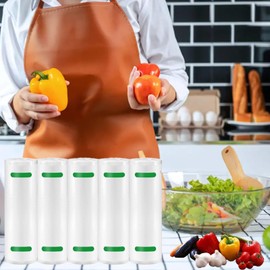 Choisonye Vacuum Food Sealer Rolls Bags 5 Rolls 20 x 500 cm, BPA Free, Puncture Prevention,Commercial Grade Textured Food Vacuum Sealer Bag, Thick Embossed Bags for Food Storage (total:2500cm)