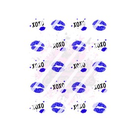 Valentines Day - XOXO Hearts Lips Love Nail Art Decals- Waterslide Nail Decals - Design #4 Blue
