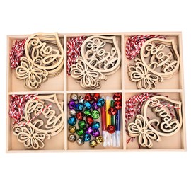 30pcs/set Christmas Wooden Ornaments DIY Creative Handmade Craft Embellishments Wood Slices for Home Decoration