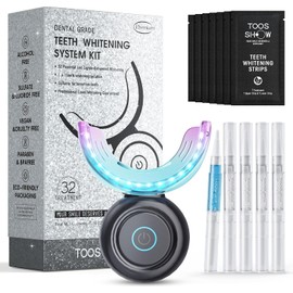 【Kit de blanqueamiento dental】: Consiga una sonrisa más brillante con el kit de blanqueamiento dental Toos Show que cuenta con una luz LED resistente al agua de 32X. Este kit elimina eficaz
