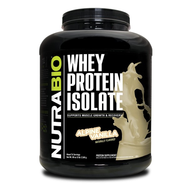 NutraBio 100% Whey Protein Isolate (Vanilla, 5 Pound)
