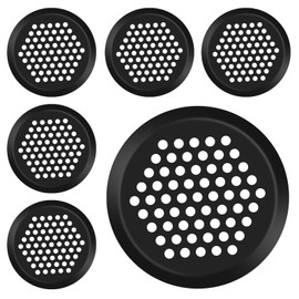 6 Pcs Black Round Air Vents 53mm Stainless Steel Soffit Vents Mesh Hole Louver for Sundry Cabinets, Kitchen, Bathroom, Cabinets (Oblique Plane)