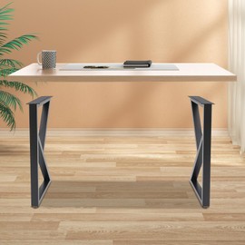 2PCS Metal Table Legs, 28" Height 18" Wide Creative Geometric Triangular K-Shape Iron Dining Tables Desk Legs w/Adjustable Foot Pads, Furniture Leg for DIY Side Table End Tables Coffee Tables (Black)