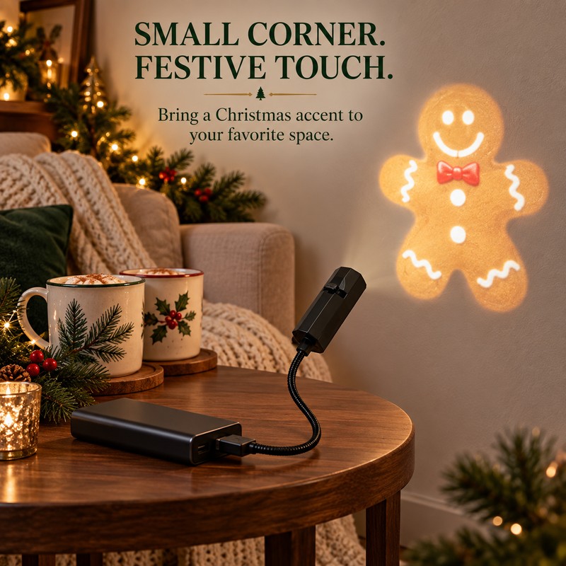 Indoor Christmas Projector Light, USB, 10 Festive Patterns for Walls