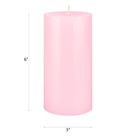 Mega Candles 6 pcs Unscented Solid Pink Pillar Candle, Hand Poured Premium Wax Candles 3 Inch x 6 Inch, Home Décor, Spas, Weddings, Celebrations, Party, Centerpieces, Holidays, Vigils, Prayers