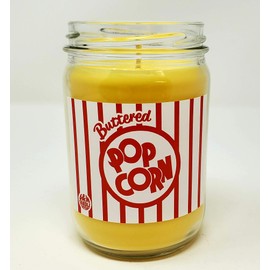 Buttered Popcorn Candle ~ Premium 100% All Natural Soy Candle ~ Movie Night Candle ~ Highly Scented (12oz Glass Jar)